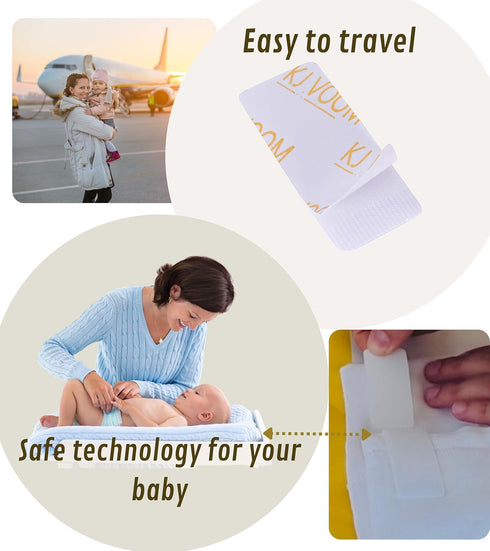 KJ.VOOM (2 100 Adhesive Cloth Diaper Fasteners Peel-Stick-Adjust | Replaces Diaper Pins & Snaps | Hook-&-Loop Tabs