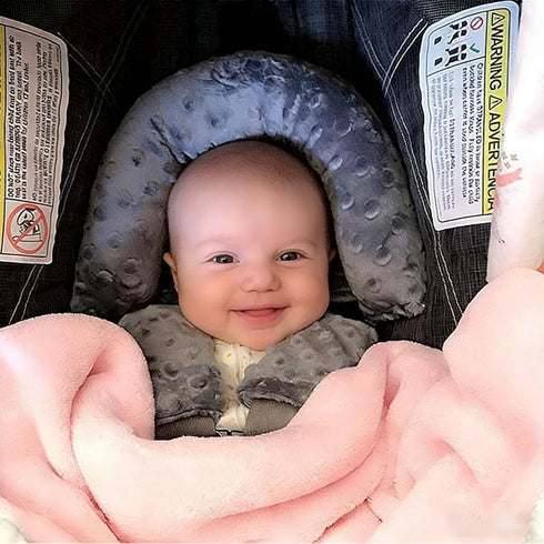 Baby Head Support and Strap Covers - Infant Head Support Pillow Super Soft Head and Neck Pillow for Car Seat Baby