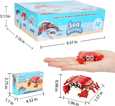 Party Favors for Kids Goodie Bags, 12PCS Mini Building Blocks Ocean Animals, Assorted Sets for Birthday Party Gifts