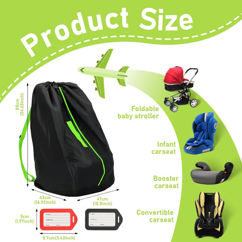 Generic 2pcs Car Seat Bags For Airplane Travel, Gate Check Bag, Durable Travel Bag with Thickened Shoulder Straps