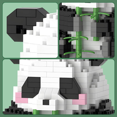 Set, 504PCS 14+ Finger Rock Creator Panda Bamboo Building Cute Panda Micro Bricks Building Kit, Party Favors for Adults