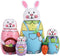 Yoption 5Pcs Russian Matryoshka Dolls, Handmade Wooden Rabbit Bunny Nesting Dolls Set for Kids Christmas Gift