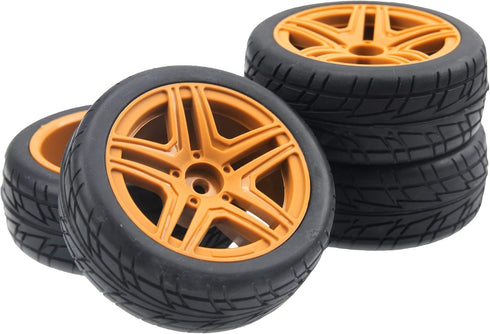 OD2.75'' 12mm Hex Hub Wheel Rims with Nylon & Rubber Tires Compatible with HSP Tamiya HPI Kyosho Traxxas RC Cars