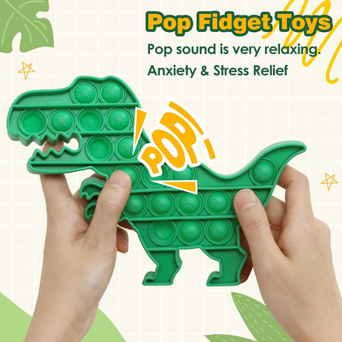 HILUDEER Pop Fidget Toys for Kids, Fidget Poppers Toys Sensory Squeeze Bubble Popping, Silicone Animal Dinosaur Toys