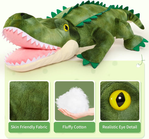 7Pcs 23.6" 3 Alligator Stuffed Animal, Giant Crocodile Plush Toy with Baby Crocodiles Plushies, Stuffed Alligator Gift