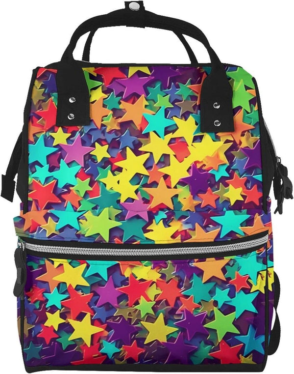 HCBPWVQA Many Stars Diaper Bag with Changing Pad and Pacifier Holder, Multifunction Laptop
