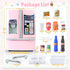 Set 3+, Refrigerator Toy Fridge with Ice Dispenser, Kids Pretend Play Kitchen Accessories with Toy Food Drink Bottles