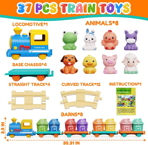 1-2-3, Set 2-4 1 2 3 Counting 1 2 3 Toddler Boy Girl Toys Train for Toddlers with Music & Light, Toys for Year Old Boy