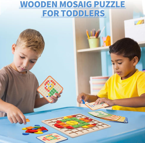 120Pcs 20Pcs 3 Montessori Tangram Educational, Geometric Shapes Puzzle Toys with Wooden Puzzle Blocks and Cards