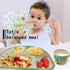 Toddler Plates and Bowls Set, Dinosaur Dinnerware Kids Feeding Set, Bamboo Plate Dishes with Utensils, Dishwasher Safe