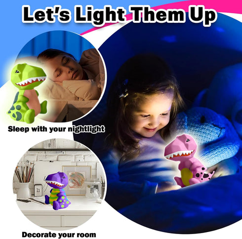 FUNZBO Paint Your Own Dinosaur Lamp, Arts and Crafts for Kids Ages 4-8, Painting Kits for Dinosaur Birthday Decorations