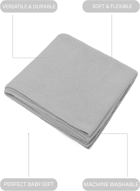 Cozy 33.5" 31.5", Lilax Cotton Knit Receiving Blanket, Warm Swaddle Cuddle Stroller Crib Blanket for Newborns Infants