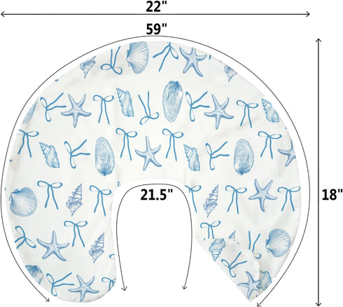 Summer Conches Bows Sea Baby Nursing Pillow Covers for Boy Girl Ocean Seashells Beach Nursery Feeding Pillowcase