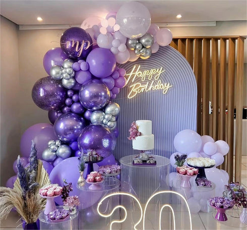 Chrome Metallic Purple Balloons, 12 inch, 100 Pcs Latex Shiny Balloons for Party Decoration