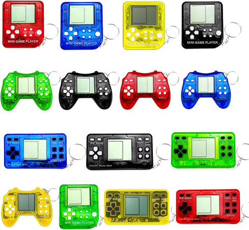 15Pcs Video Game Keychain Party Favors, Mini Game Console Fidget Toys Bulk for Kids Classroom Prizes