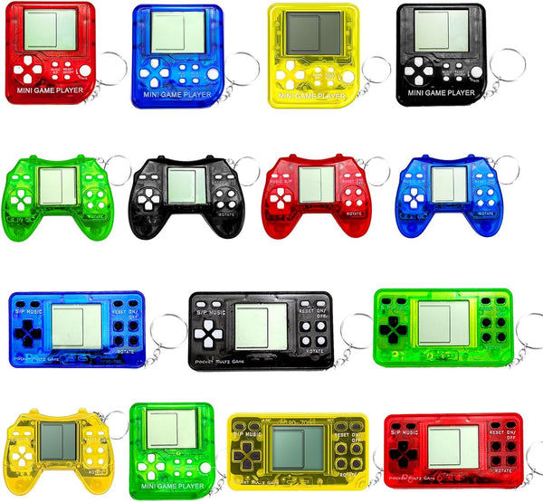 15Pcs Video Game Keychain Party Favors, Mini Game Console Fidget Toys Bulk for Kids Classroom Prizes