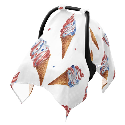 Mazeann Ice Cream Fourth July Car Seat Cover Baby Breathable Soft Infant Carseat