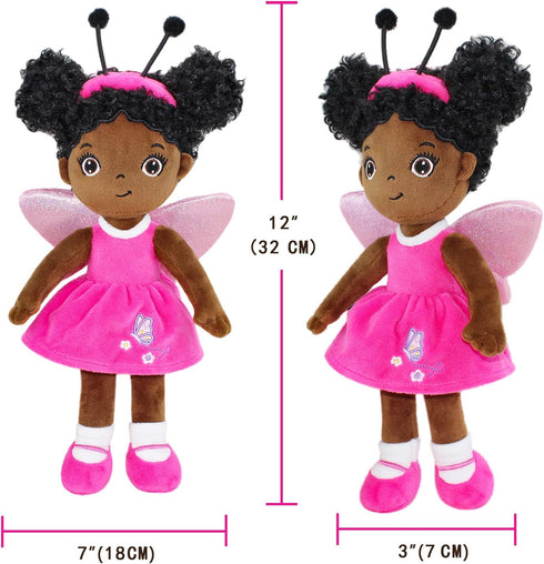 Toy,12 Black Baby Doll,Blacks Dolls African American Stuffed Rag Dolls for Girls Soft Gifts,Brown Doll Fairy Baby Toy