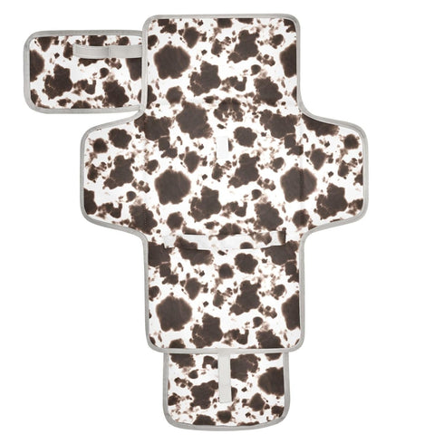 Portable Changing Pad for Baby, Black Cow Travel Diaper Changing Pad Waterproof Changing Mat with Built-in Pillow