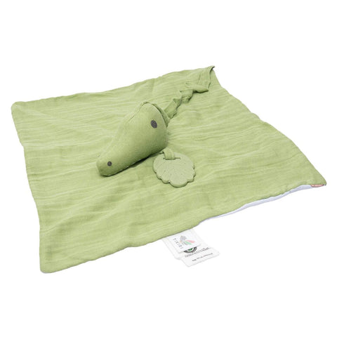 Crocodile-Themed Comforter with Rubber Teether for Infants