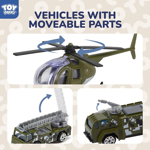 Playset TOY Life Army Men Action Figures Toys Plastic, Toy Soldiers for Boys with Helicopter, Green Military