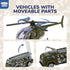 Playset TOY Life Army Men Action Figures Toys Plastic, Toy Soldiers for Boys with Helicopter, Green Military