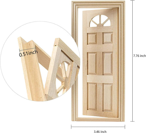 AUEAR 1:12 Dollhouse Miniature Furniture Unpainted Wooden Doors for DIY Scene Doll Home Craft (6 Panel Style B)