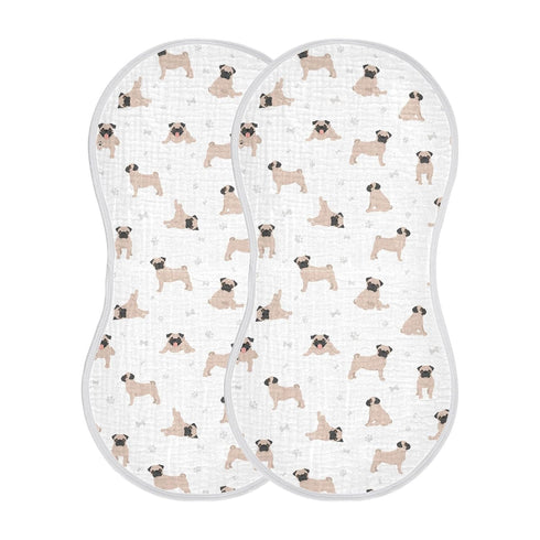 KICPOAY Muslin Baby Burp Cloths, Cute Pug Puppy Dogs Muslin Baby Rags Comfy