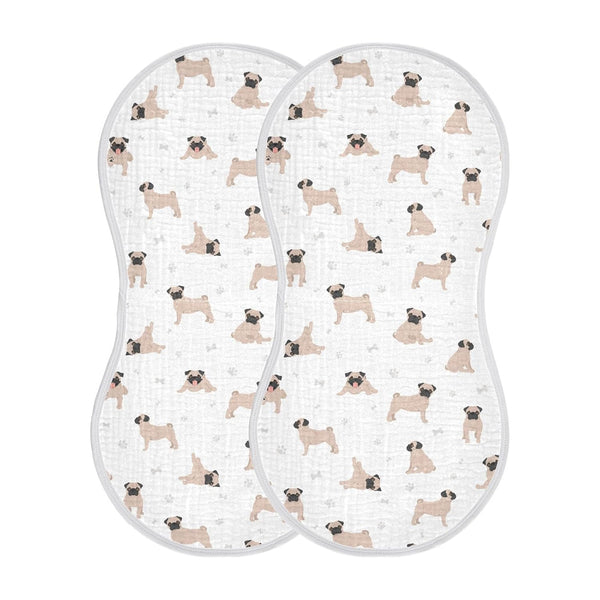 KICPOAY Muslin Baby Burp Cloths, Cute Pug Puppy Dogs Muslin Baby Rags Comfy