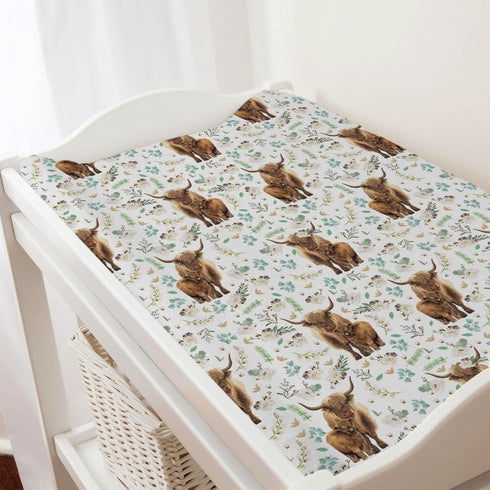 Watercolor Highland Cows Baby Changing Pad Covers for Boy Girl 32''x16'' Fitted Diaper Changing Table Mats