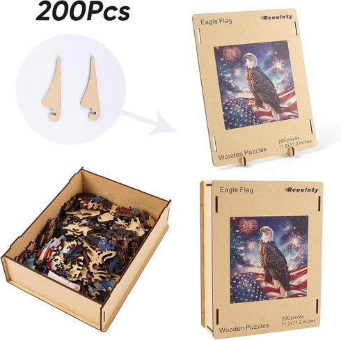 Wooden Puzzle for Adults - Eagle Flag Wooden Jigsaw Puzzles (15.9 * 15.6in-500pcs), Beautiful Puzzle with Box