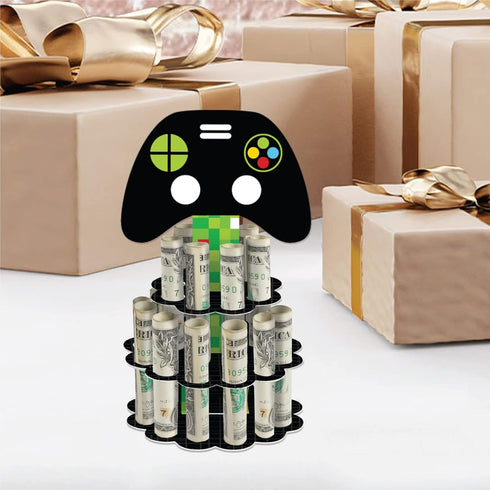 Big Dot of Happiness Game Zone - DIY Pixel Video Game Party or Birthday Money Holder Gift - Cash Cake