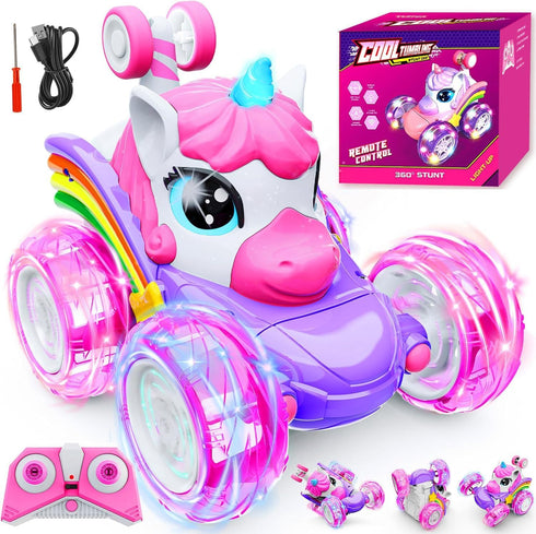Unicorn Remote Control Car Toys for Girl - 360 Rotating Pink RC