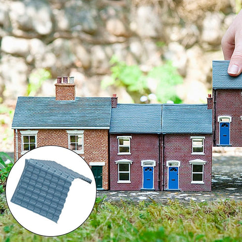 12 Sheets 30*20CM Grey Miniature Roof Shingles - 6 Styles Model Tiles for DIY Building Model Roof Tiles