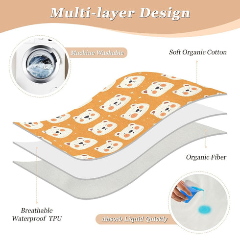 siphylline 52" 34" Orange Cute Polar Bears White Extra Large Resuable Potty Training Pee Pad Highly Absorbent Diaper