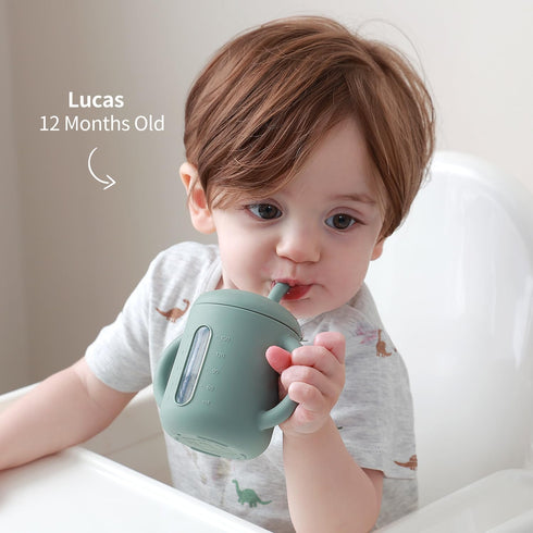6 12 18 1-3 6 oz SAMiGO Silicone Sippy Cup, Baby Straw Cup for Months, Sippy Cup with Straw for Toddlers Years, Baby