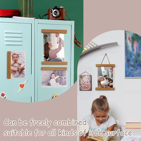 Zyeco 2 Pcs Sonogram Picture Frame, Wooden Magnetic Ultrasound Picture Frame for Refrigerator with Love at First Sight
