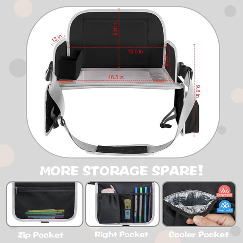 MENZOKE Kids Travel Tray for Toddler Car Seat, Toddler Gift for Boy Activities with Dry Erase Board & iPad Holder