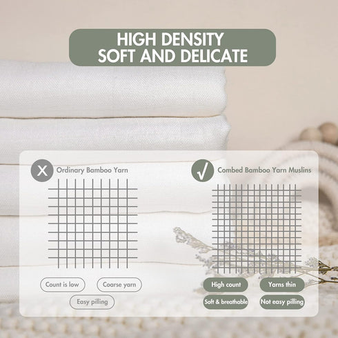 GLLQUEN Baby Receiving Blanket, Cotton Muslin Swaddle Blankets, 6 Pack Breathable & Soft for Newborns (White)