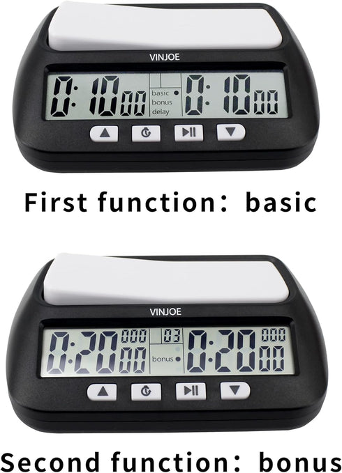 Digital Chess Clock - Professional Timer for Board Games with Basic, Bonus, Delay, and Positive Time Features