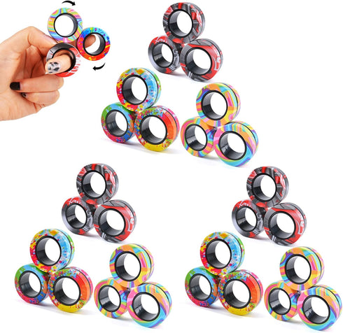 Cevioce 27Pcs Magnetic Rings Fidget Toy Set, ADHD Anxiety Magnetic Fidget Toys