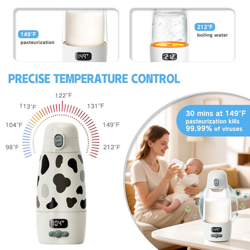 GENTLE BOTTLE Travel,150W 17.5oz Portable Bottle Warmer for Fast Heating and Charging Large Capacity& Extended Battery