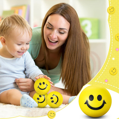 100 2 Inch Vinsot Pcs Stress Balls Bulk Smile Face Funny Stress Relief Balls Mini Foam Toys for Easter Basket Stuffers
