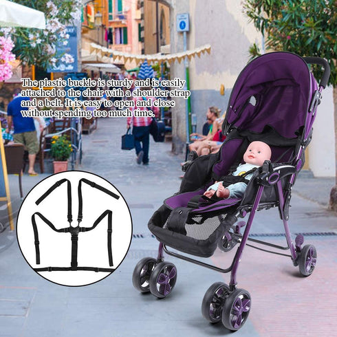 5 Point Child Seat Belt Harness Universal Adjustable Strap Baby Stroller Pushchair Rotating Protection