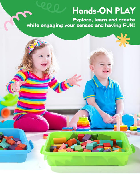 2 15in 3 4 5 6 Sensory Bin Sand Tray with Lid for Toddlers Pcs Portable Sandbox Toy Large Plastic Tray for Kids Fill