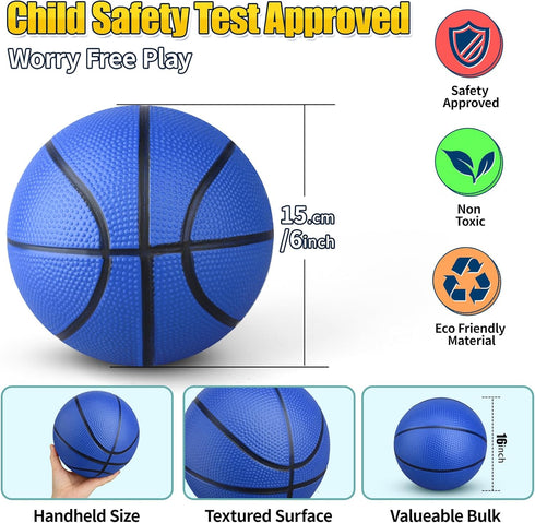 7 INCH Mini Basketball Toys for Indoor Over Door Hoops, Soft 7" Rubber Basketball for Toddler Beach Outdoor Play (5 PCS