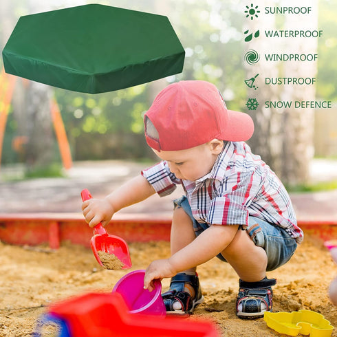 MIKIMIQI (230X200cm) Sandbox Cover, Hexagon Sandbox Sandpit Cover with Drawstring Waterproof Sandbox Pool Cover Oxford