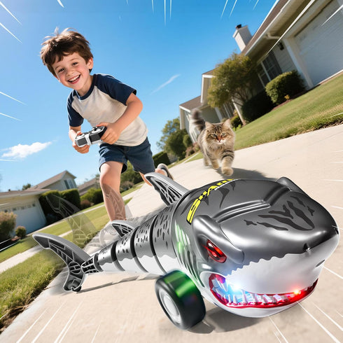 Xelabrion 2.4Ghz 3-5 5-7 4-8 Remote Control Shark Toys for Kids Boys, Electric RC Shark Car Truck Toys with Light, All