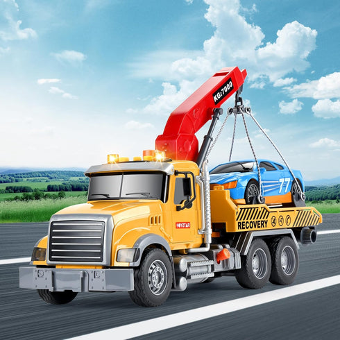 3+ 3-8 SASBSC Toy Trucks Big Tow Truck Toys for Year Old Boys with Sound and Light Friction Power Trucks Birthday Gifts