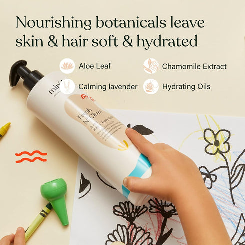2-in-1 16.6 oz Mini Bloom Fresh N Clean Hair + Body Wash | Shampoo Sulfate-Free | Baby & Kid Safe | Gently Cleanses